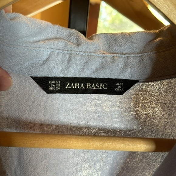 Zara Basic Casual 100% Cotton Light Blue Shirt Jumpsuit Romper Size XS - Picture 7 of 14